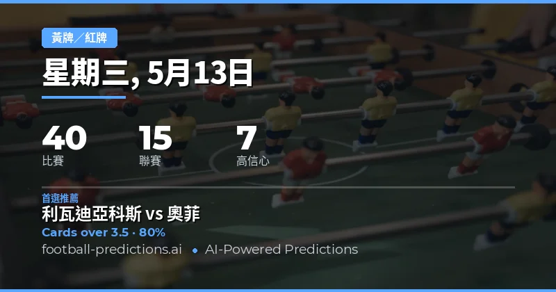 13 May 2026 黃牌大小預測：賽季末期的戰術博弈
