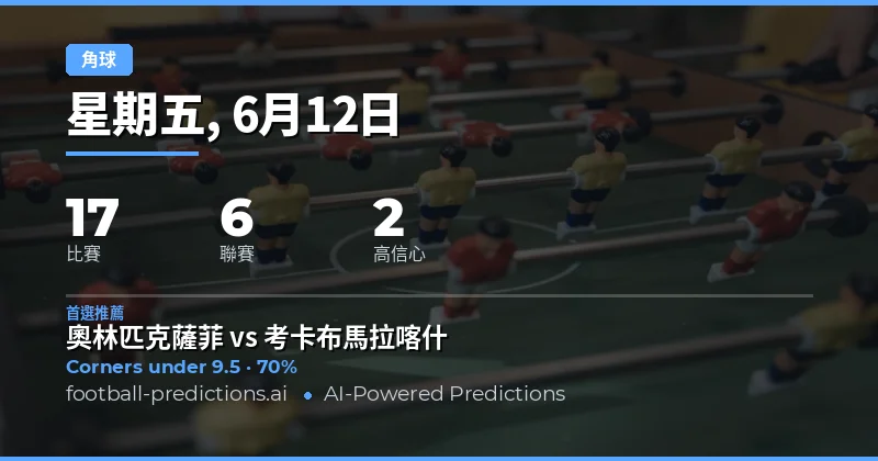 頂級角球O/U精選|2026年6月12日