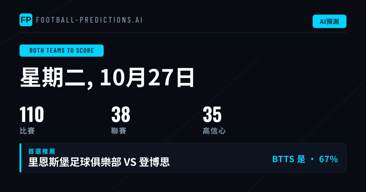 2026年10月27日 兩隊均進球 精選