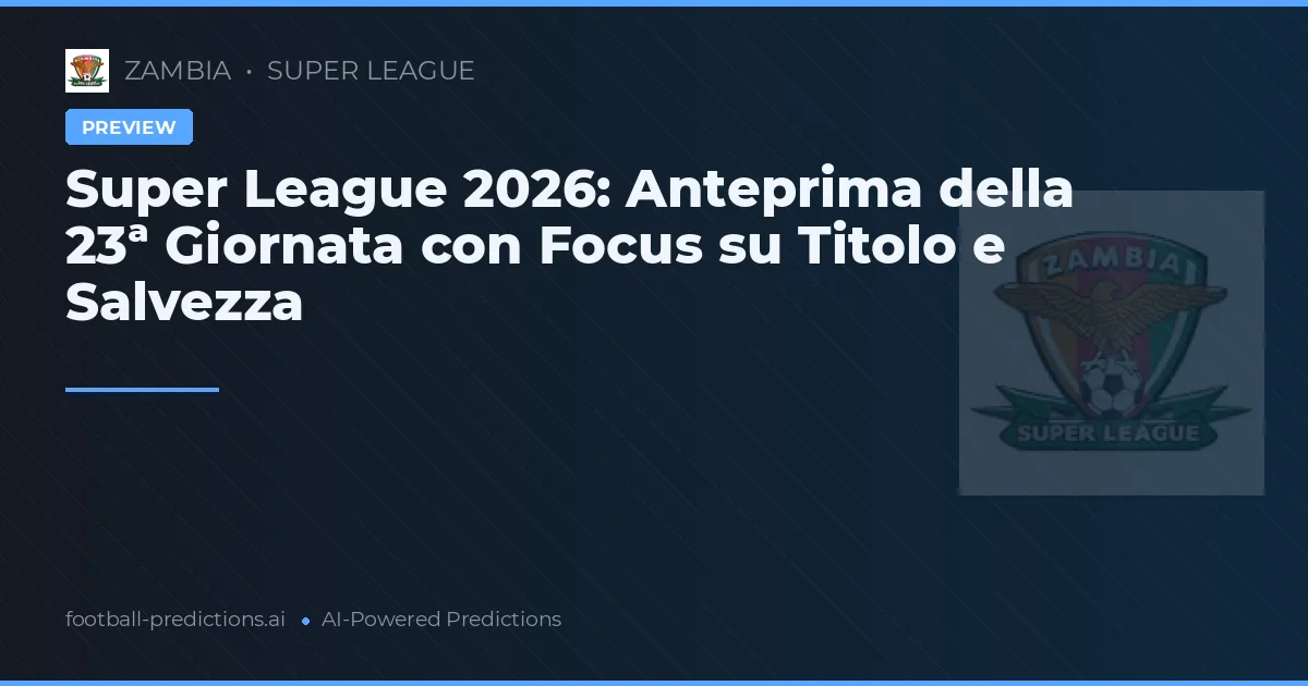 Super League 2026: Anteprima della 23ª Giornata con Focus su Titolo e Salvezza