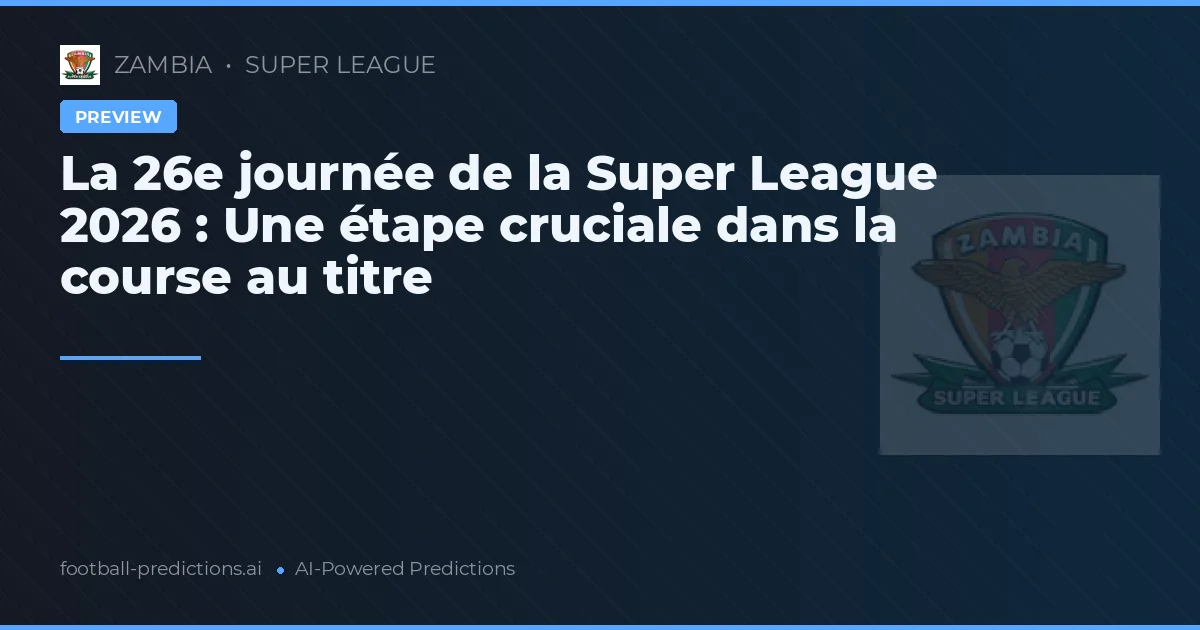 La 26e journée de la Super League 2026 : Une étape cruciale dans la course au titre