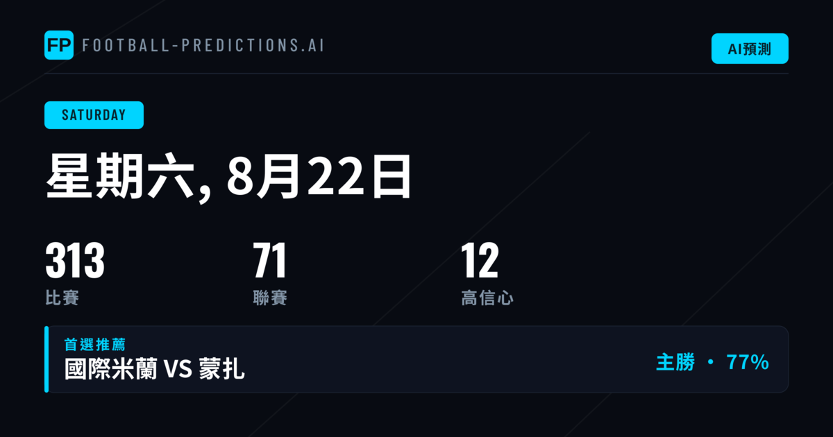 週六精選投注(2026年8月22日)