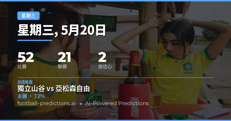 2026年5月20日星期三足球賽事前瞻