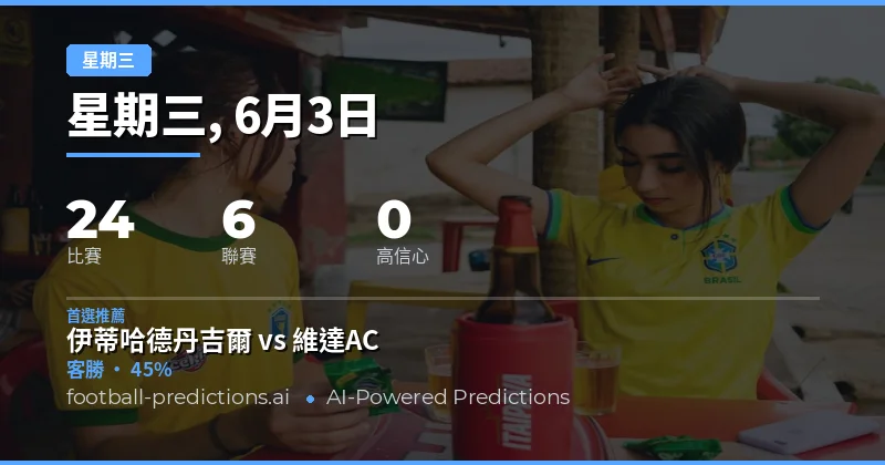 2026年6月3日星期三足球賽事前瞻