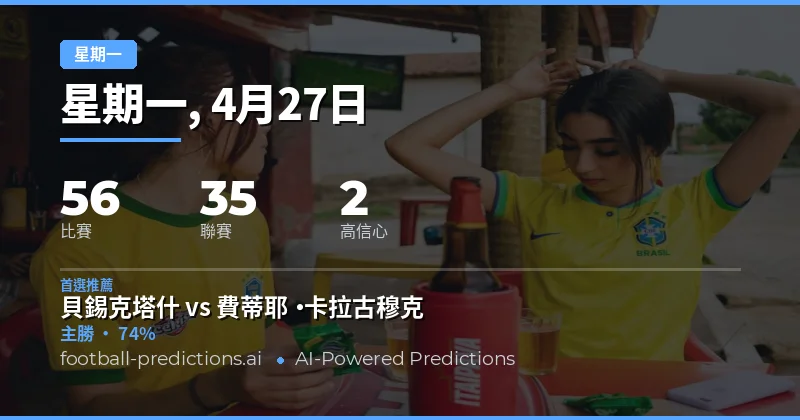 27 Apr 2026 星期一賽事預測