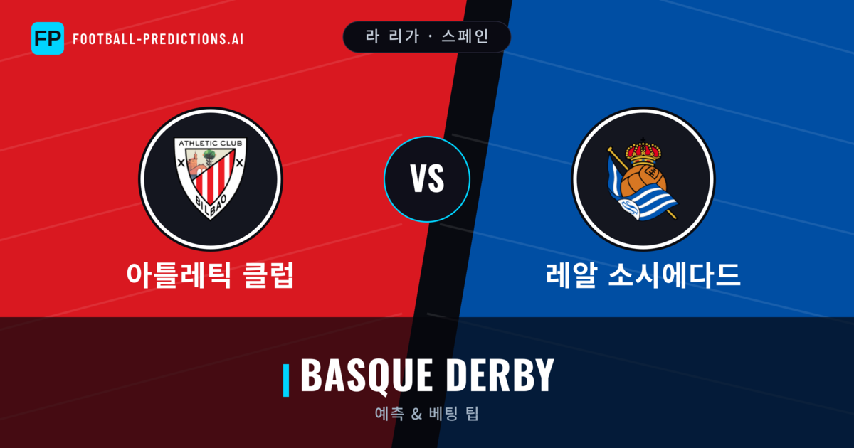 아틀레틱 클럽 vs 레알 소시에다드 축구 예측 & 통계