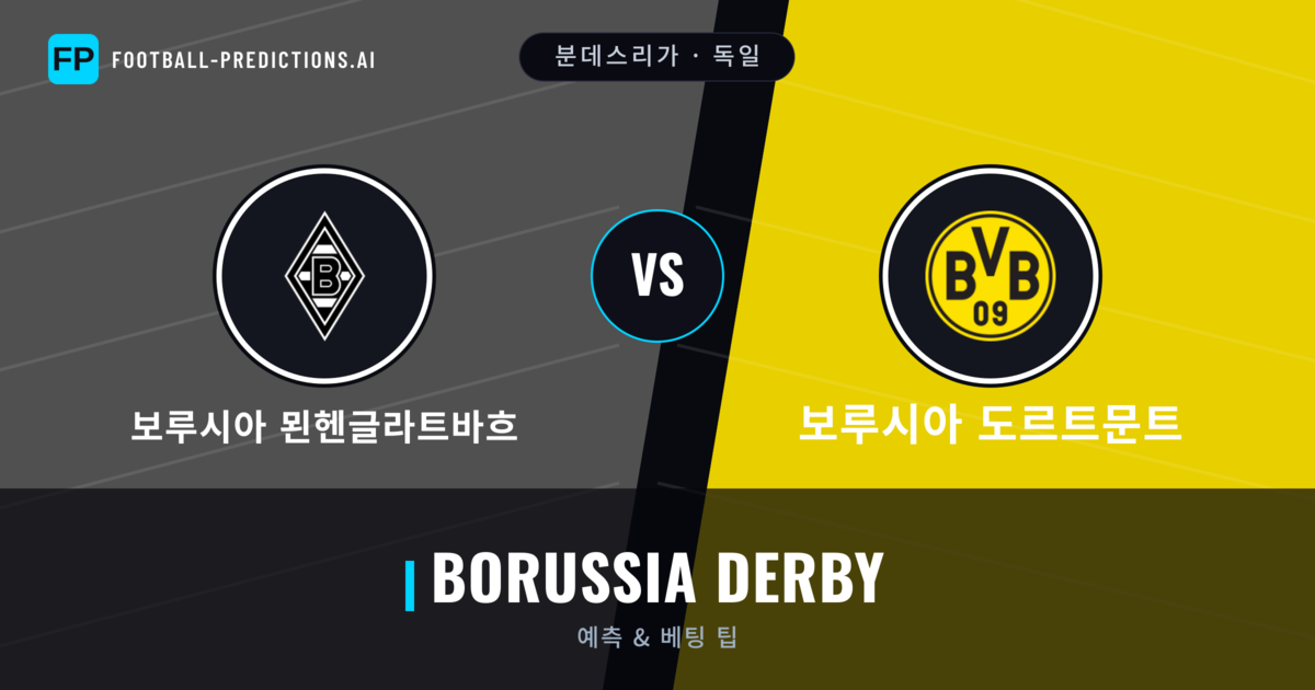 보루시아 묀헨글라트바흐 vs 보루시아 도르트문트 축구 예측 & 통계