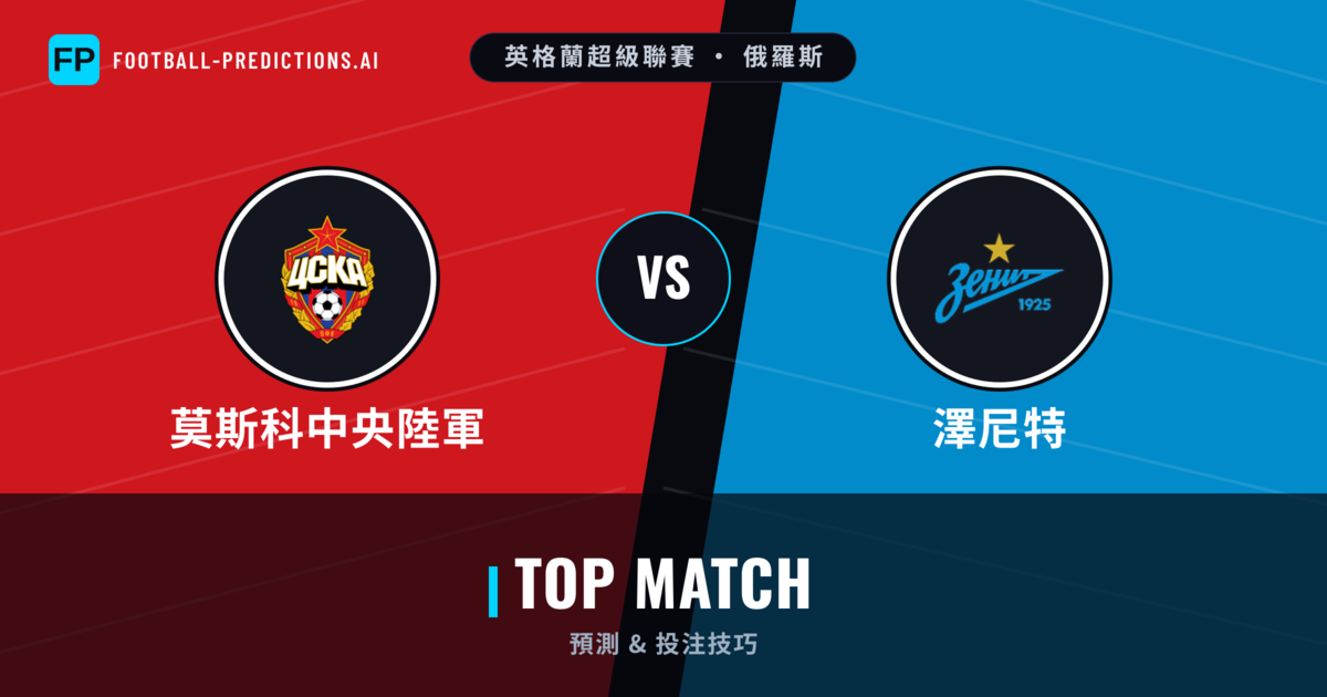 莫斯科中央陸軍 vs 澤尼特 運彩分析｜足球預測與數據
