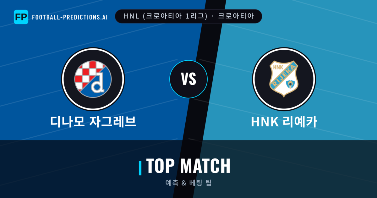 디나모 자그레브 vs HNK 리예카 축구 예측 & 통계