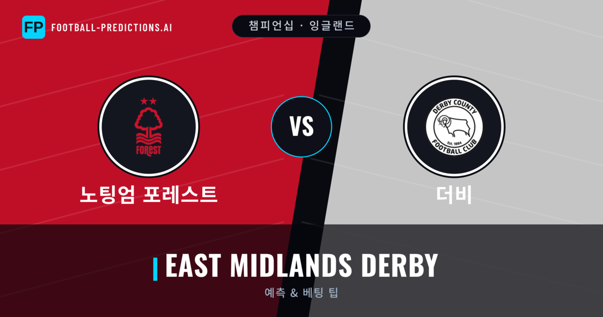 노팅엄 포레스트 vs 더비 축구 예측 & 통계