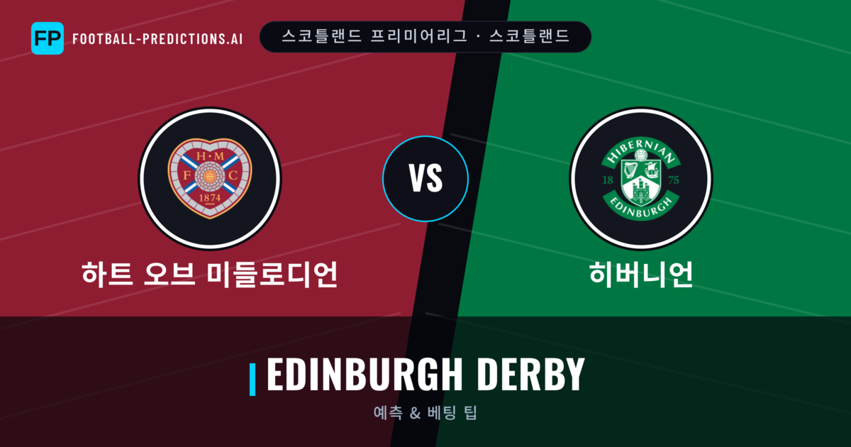 하트 오브 미들로디언 vs 히버니언 축구 예측 & 통계