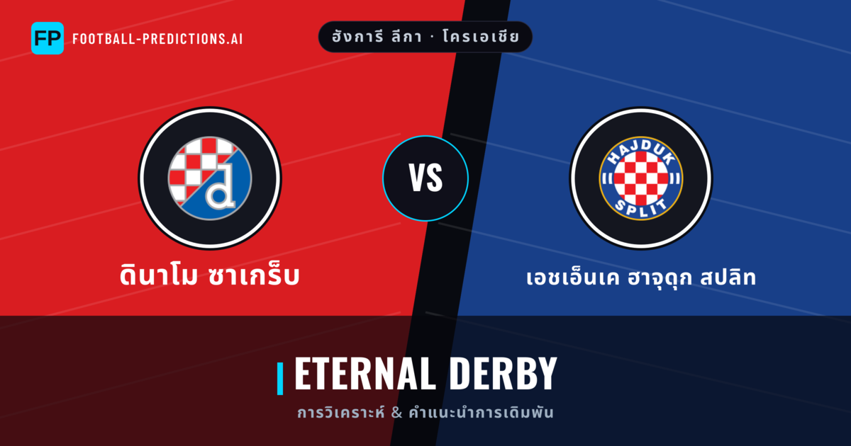 ดินาโม ซาเกร็บ vs เอชเอ็นเค ฮาจุดุก สปลิท การวิเคราะห์และสถิติ