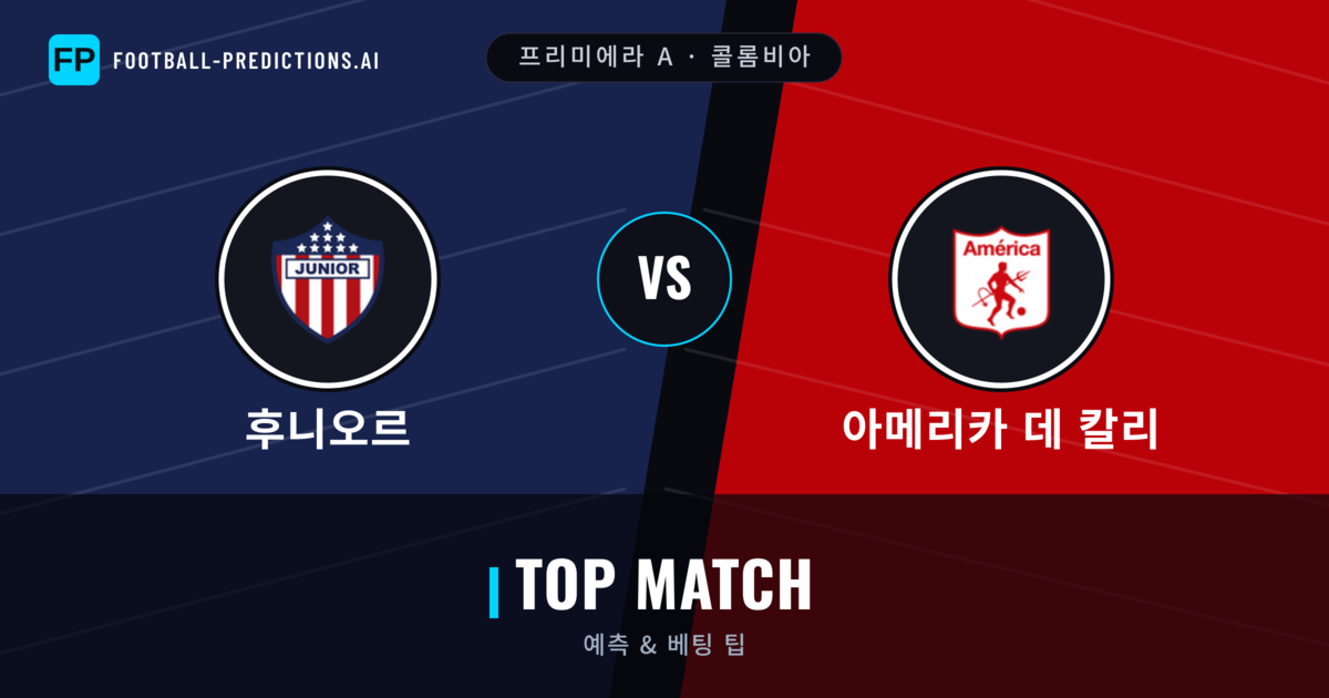 후니오르 vs 아메리카 데 칼리 축구 예측 & 통계