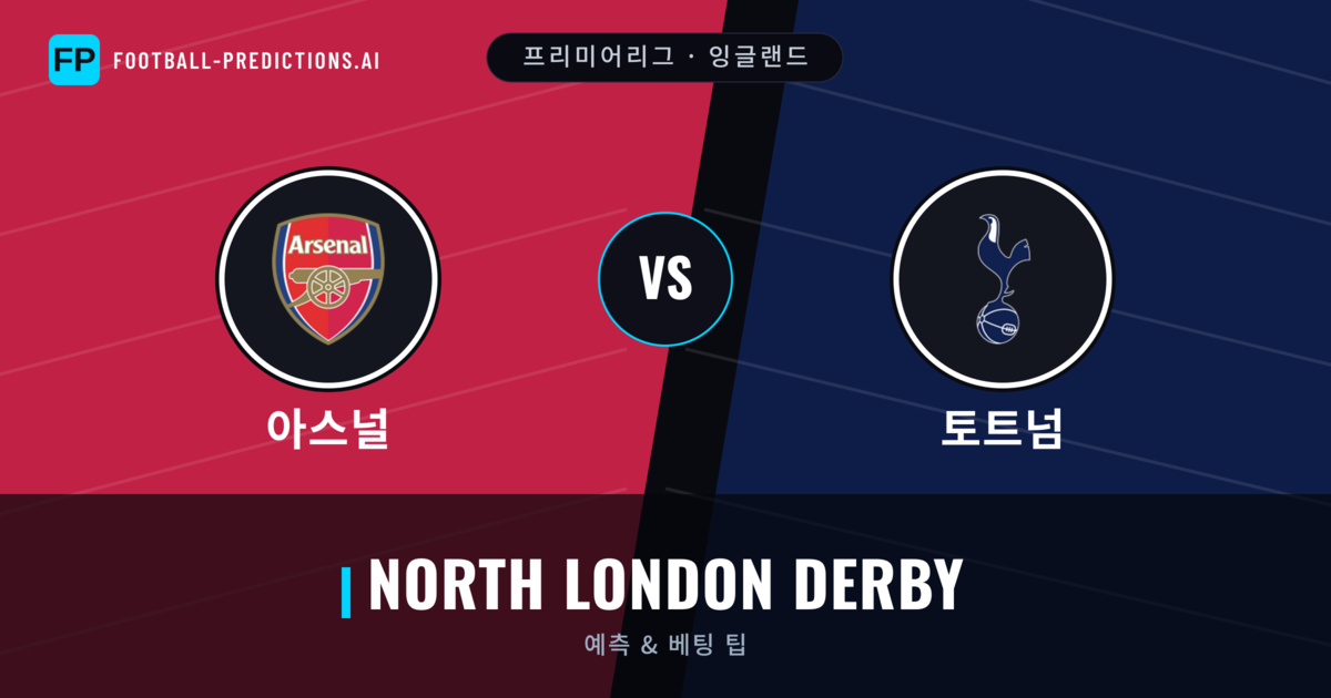 아스널 vs 토트넘 축구 예측 & 통계