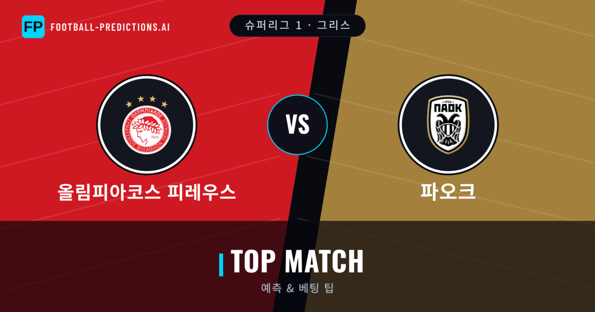 올림피아코스 피레우스 vs 파오크 축구 예측 & 통계