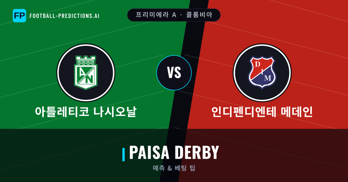 아틀레티코 나시오날 vs 인디펜디엔테 메데인 축구 예측 & 통계
