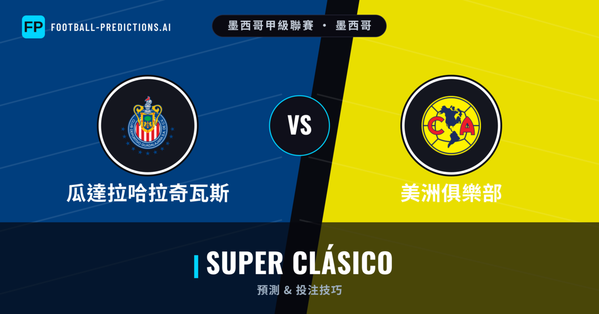 瓜達拉哈拉奇瓦斯 vs 美洲俱樂部 運彩分析｜足球預測與數據