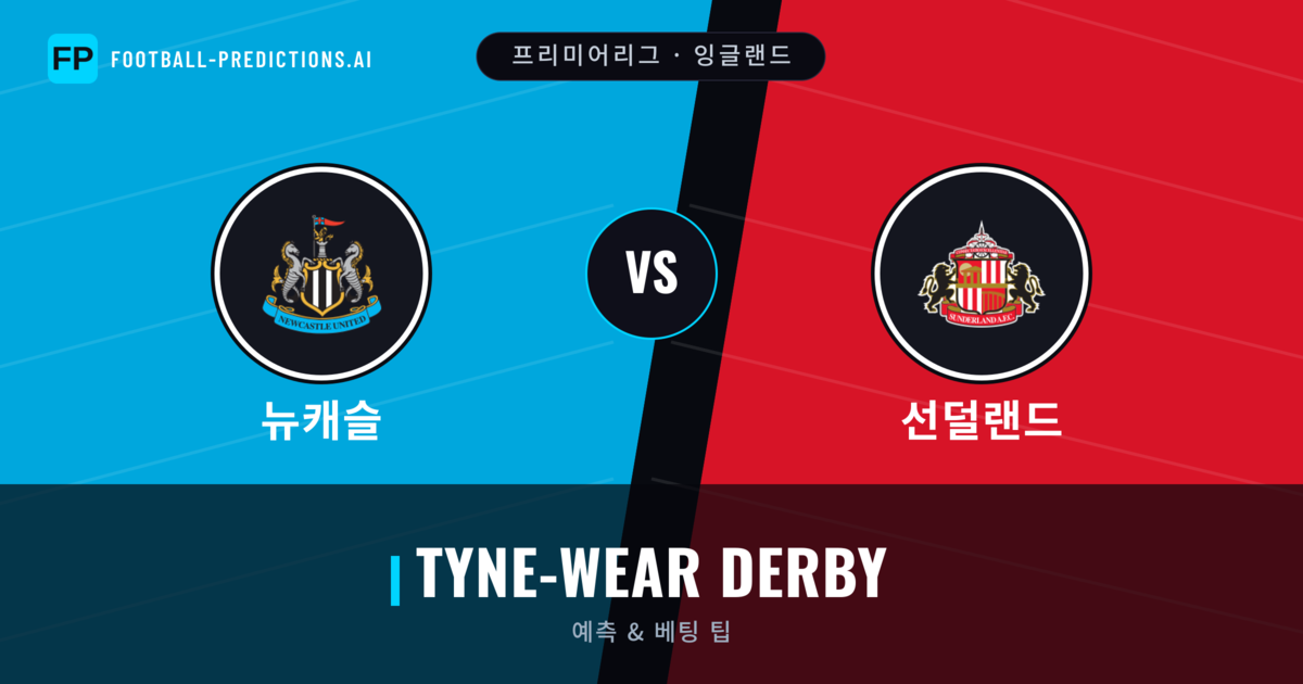 뉴캐슬 vs 선덜랜드 축구 예측 & 통계