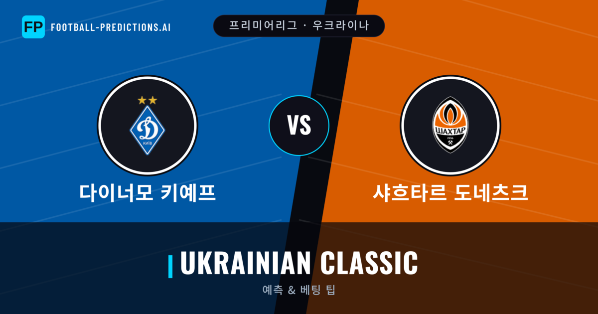 다이너모 키예프 vs 샤흐타르 도네츠크 축구 예측 & 통계