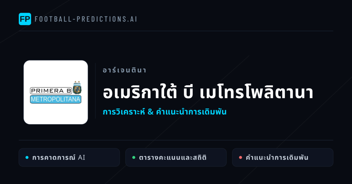 วิเคราะห์บอล อาร์เจนตินา อเมริกาใต้ บี เมโทรโพลิตานา & เคล็ดลับเดิมพัน