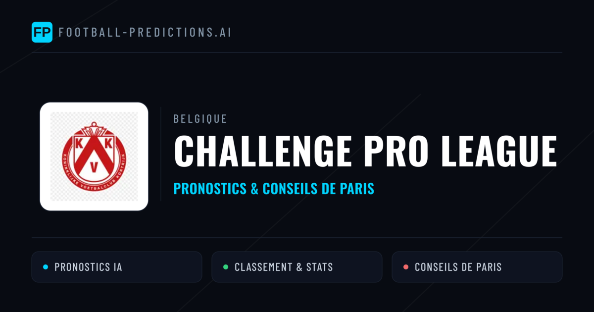 Belgique Challenge Pro League Pronostics Football — Expert et Gratuits