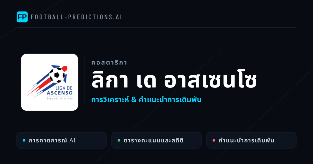วิเคราะห์บอล คอสตาริกา ลิกา เด อาสเซนโซ & เคล็ดลับเดิมพัน