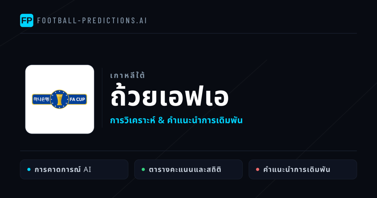 วิเคราะห์บอล เกาหลีใต้ ถ้วยเอฟเอ & เคล็ดลับเดิมพัน