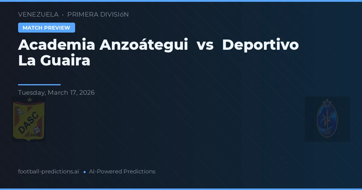 Học viện Anzoátegui vs Deportivo La Guaira — dự đoán và xem trước trận đấu