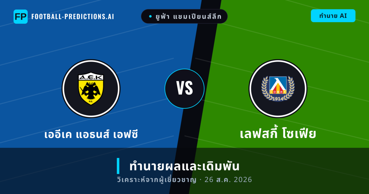 เออีเค แอธนส์ เอฟซี พบ เลฟสกี้ โซเฟีย — ทำนายผลและพรีวิวการแข่งขัน
