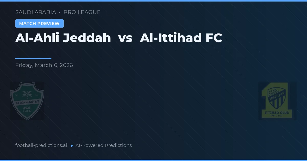 Al-Ahli Jeddah vs Al-Ittihad — pronostico e anteprima del match