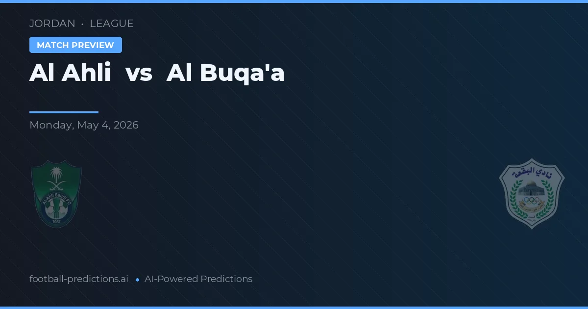 Al Ahli vs Al Buqa'a — pronostico e anteprima del match