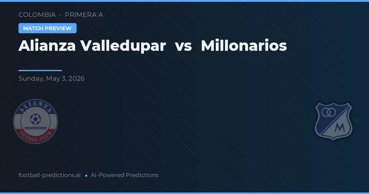 Alianza Valledupar vs Millonarios — match prediction & preview