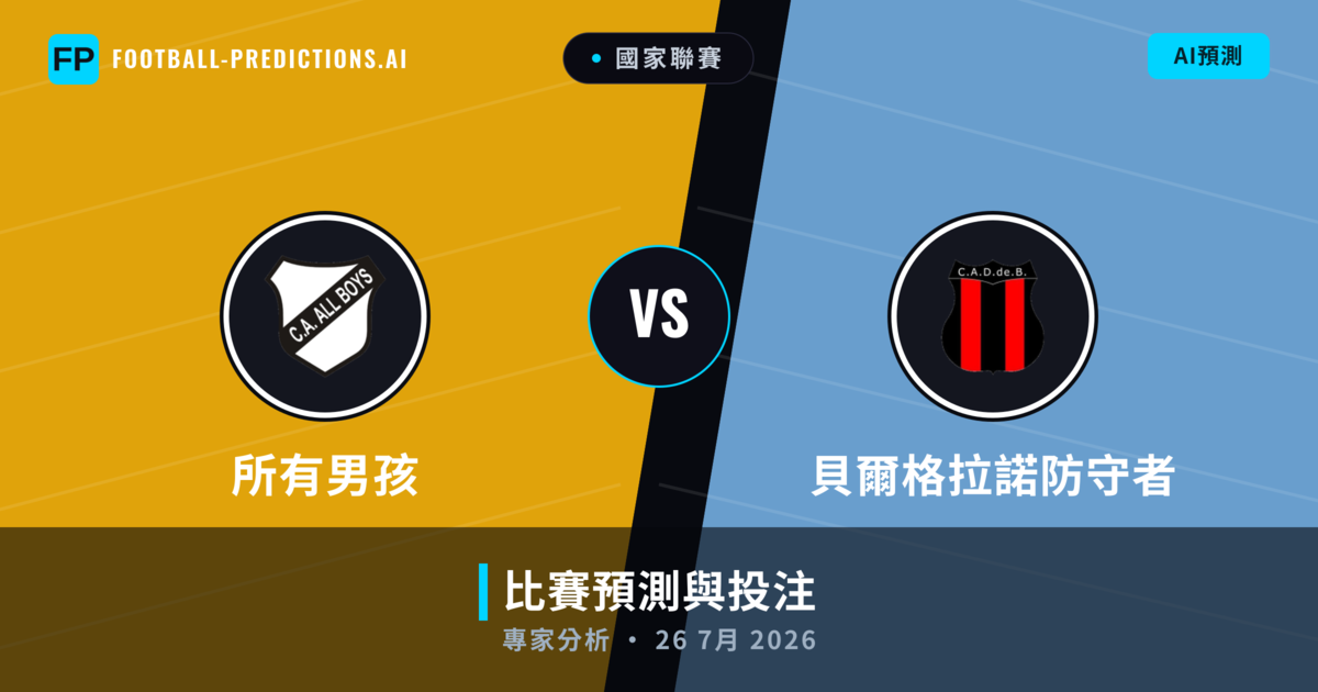 所有男孩 vs 貝爾格拉諾防守者 — 比赛预测和前瞻