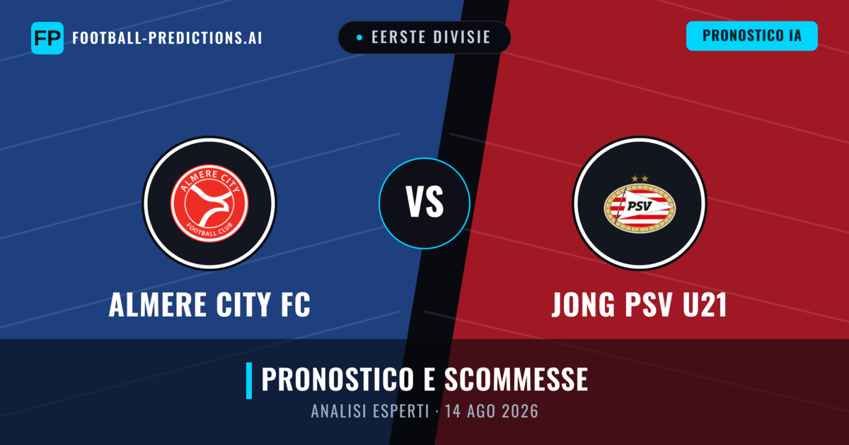 Almere City FC vs Jong PSV U21 — pronostico e anteprima del match