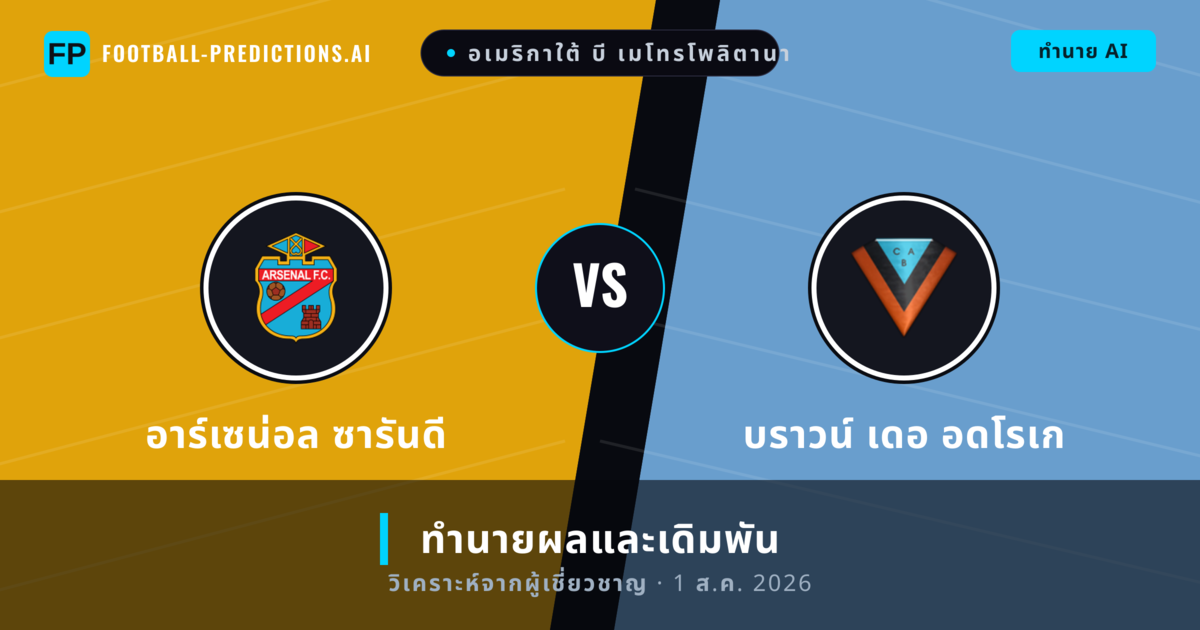 อาร์เซน่อล ซารันดี พบ บราวน์ เดอ อดโรเก — ทำนายผลและพรีวิวการแข่งขัน