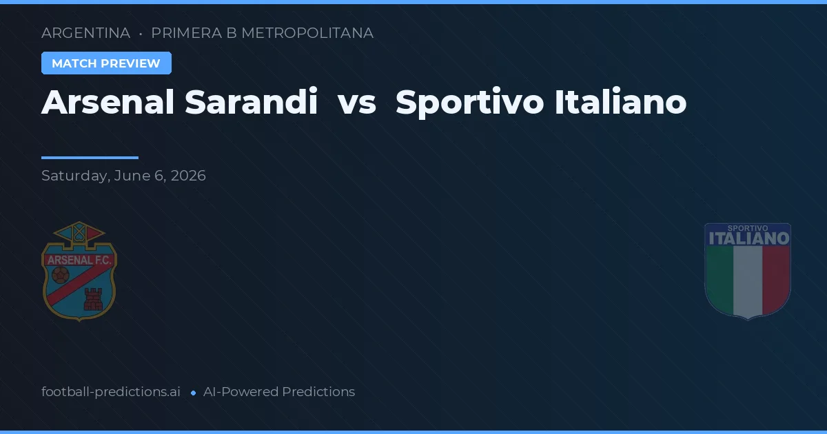 Arsenal Sarandí - Sportivo İtalyano — maç tahmini ve önizleme