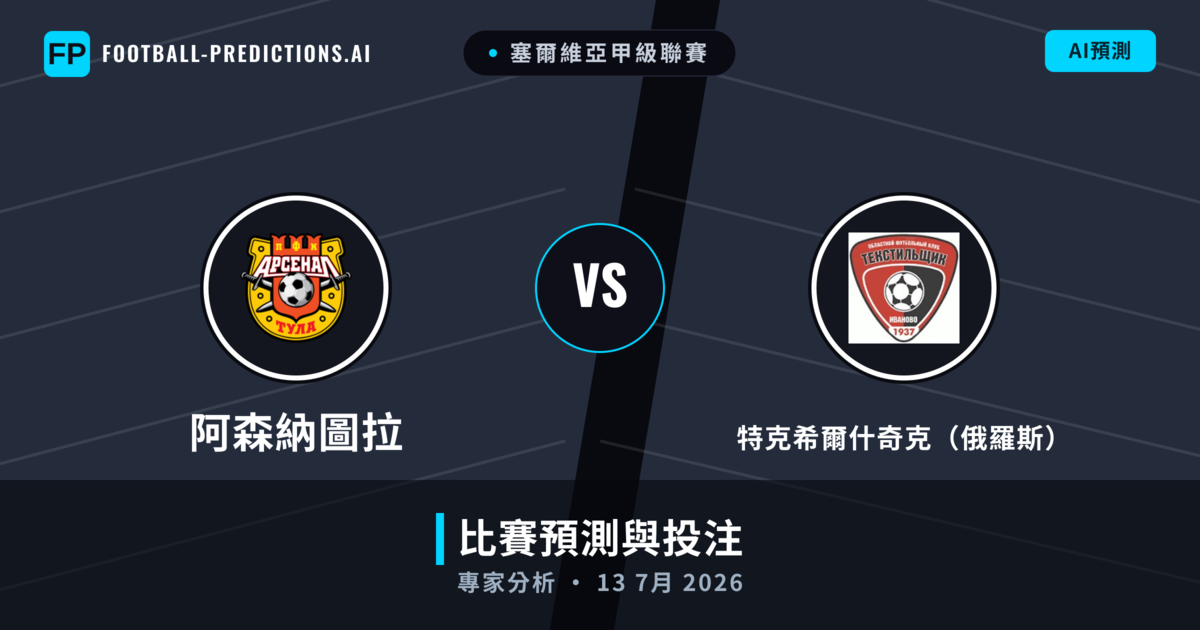 阿森納圖拉 vs 特克希爾什奇克（俄羅斯） — 比赛预测和前瞻