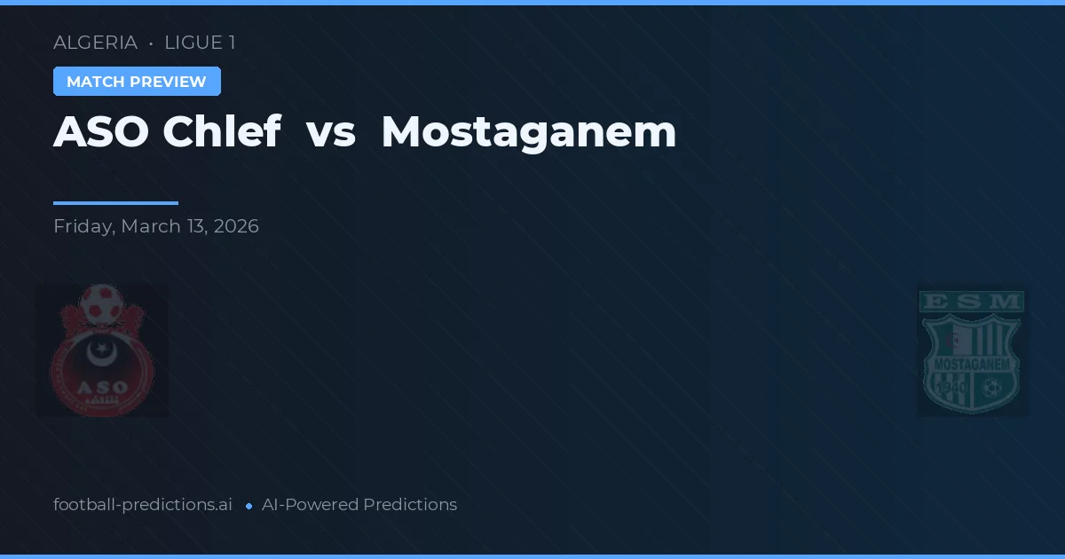 ASO Chlef vs Mostaganem — dự đoán và xem trước trận đấu