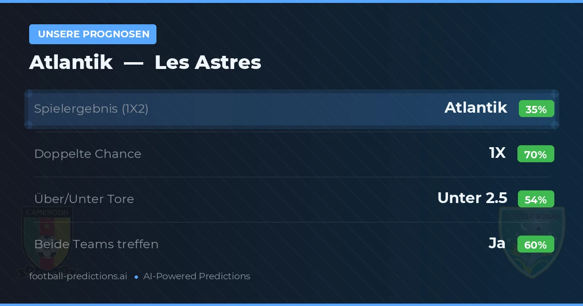 Unsere Prognosen: Atlantik vs Les Astres