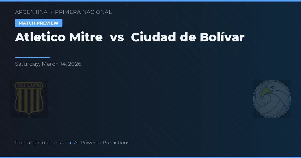 Atletico Mitre vs Ciudad de Bolívar — match prediction & preview
