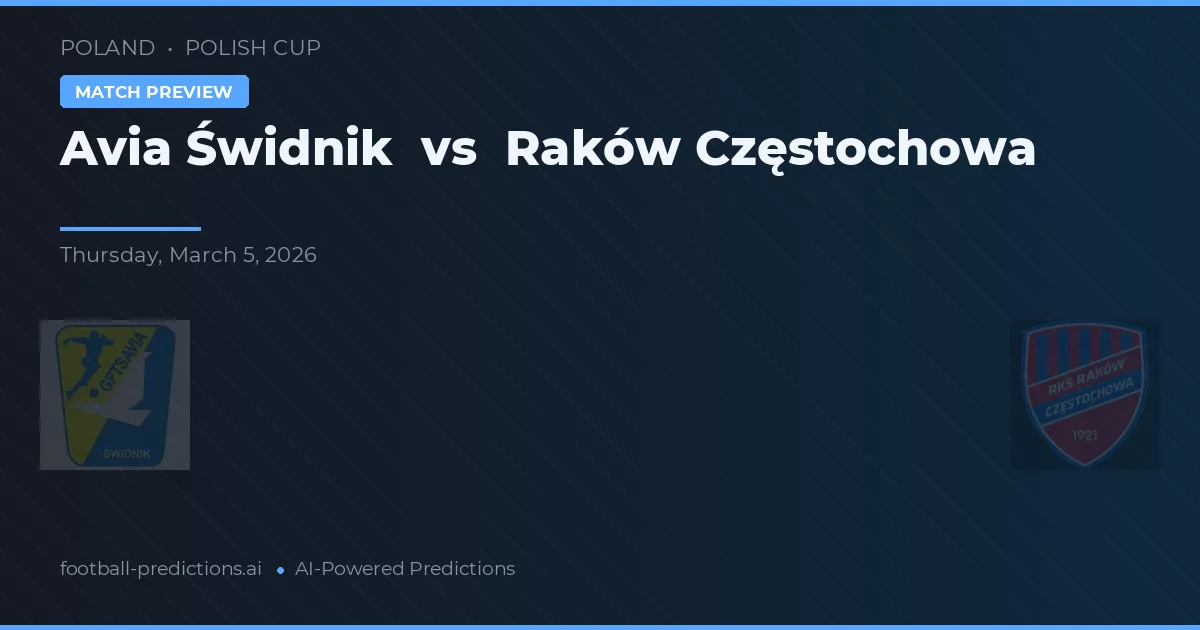 Avia Świdnik vs Raków Częstochowa — prediksi dan pratinjau pertandingan