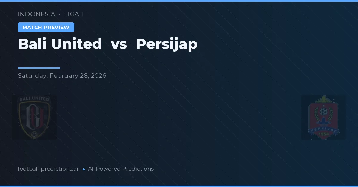 Bali United vs Persijap — pronostico e anteprima del match