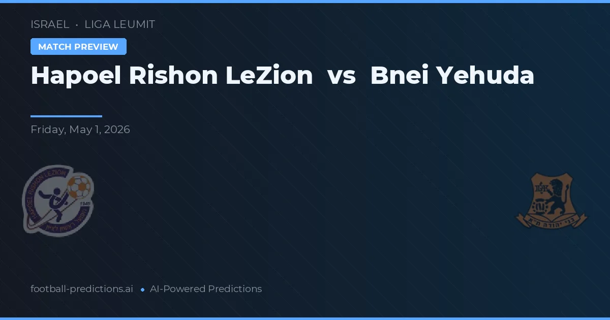 Hapoel Rishon LeZion vs Bnei Yehuda — pronostic et avant-match