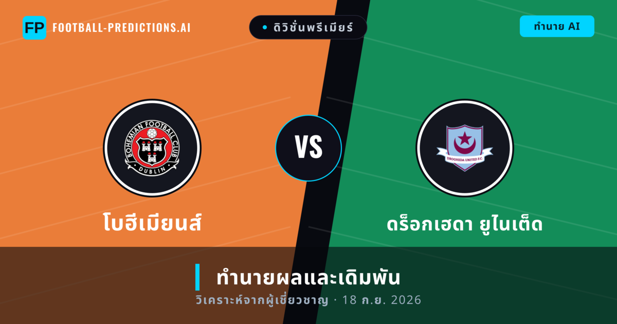 โบฮีเมียนส์ พบ ดร็อกเฮดา ยูไนเต็ด — ทำนายผลและพรีวิวการแข่งขัน
