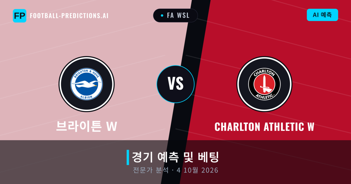 브라이튼 W 대 Charlton Athletic W — 경기 예측 및 프리뷰