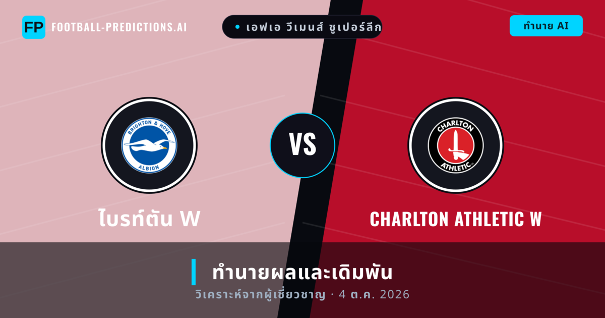 ไบรท์ตัน W พบ Charlton Athletic W — ทำนายผลและพรีวิวการแข่งขัน