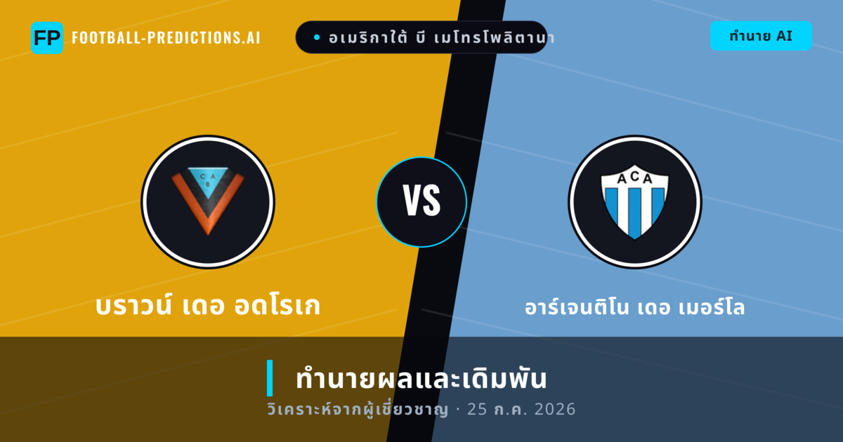 บราวน์ เดอ อดโรเก พบ อาร์เจนติโน เดอ เมอร์โล — ทำนายผลและพรีวิวการแข่งขัน