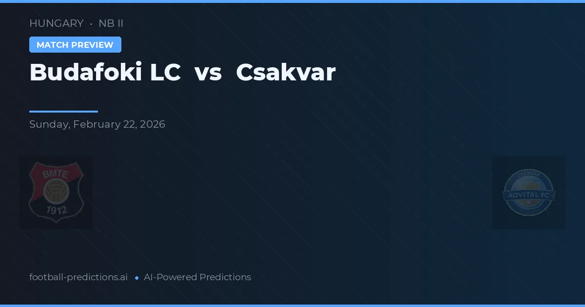 Budafoki LC vs Csákvár — pronostic et avant-match