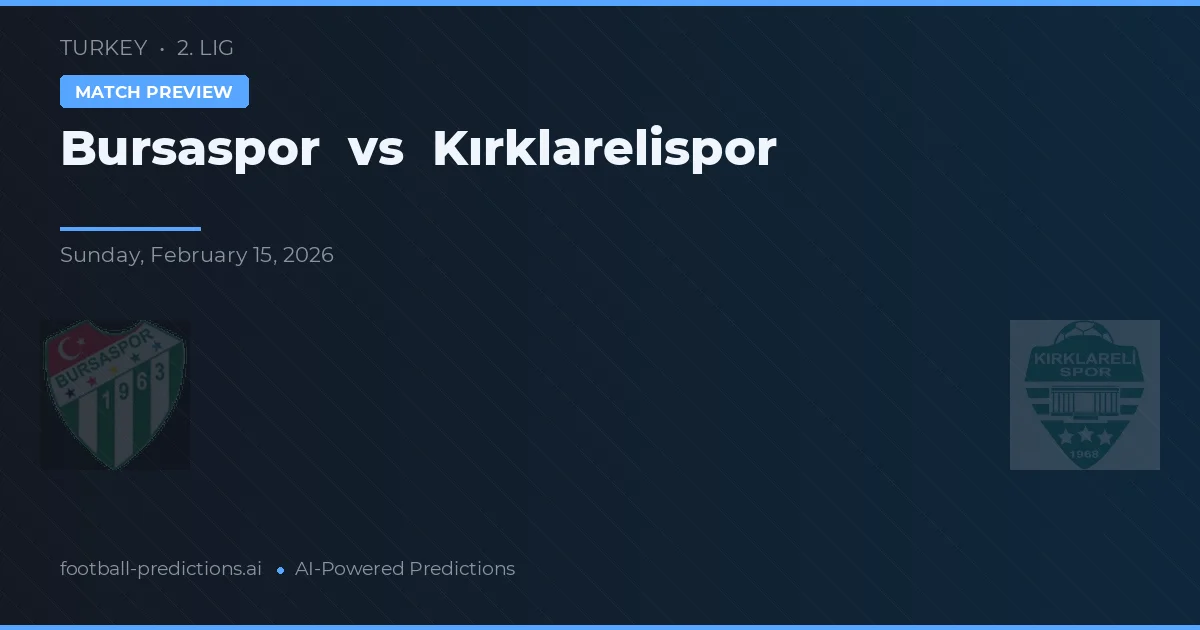 Bursaspor vs Kırklarelispor — match prediction & preview
