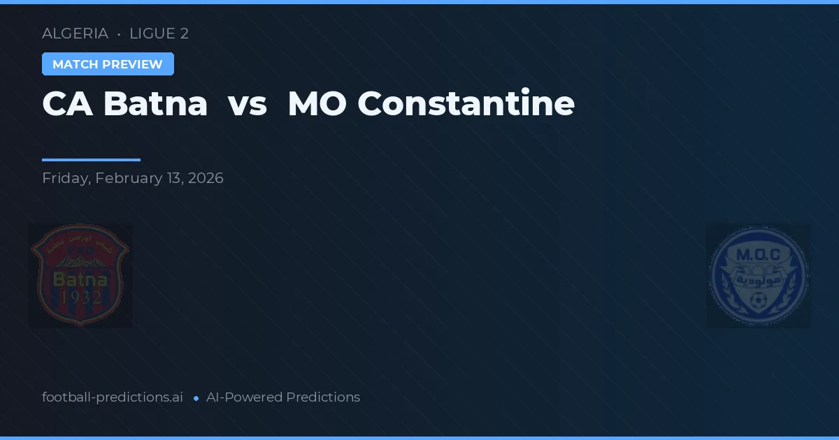 CA Batna - MO Constantine — maç tahmini ve önizleme